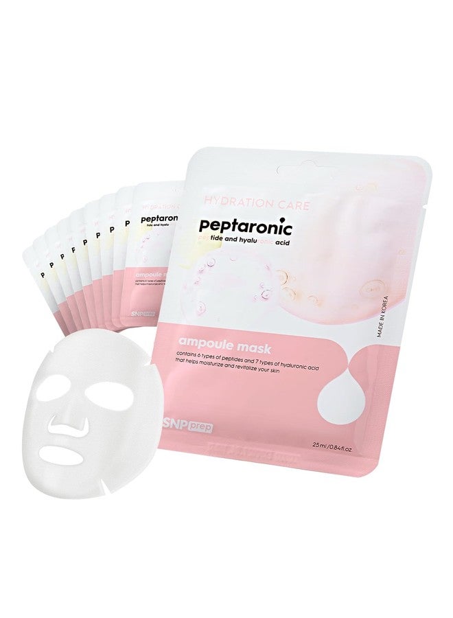 SNP Peptaronic Ampoule Sheet Mask | Peptide and Hyaluronic Acid Sheet Mask | Hydrating, Moisturizing, and Friming for Dry Skin Types | Korean Skin Care Facial Mask | 10 Sheets - Image 1